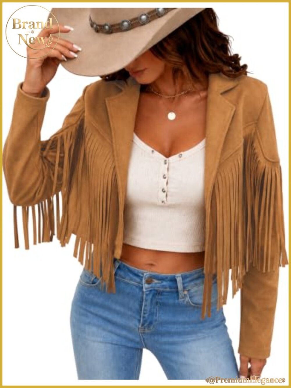 Faux Suede Fringe Tassel Cropped Western Jacket Open Front